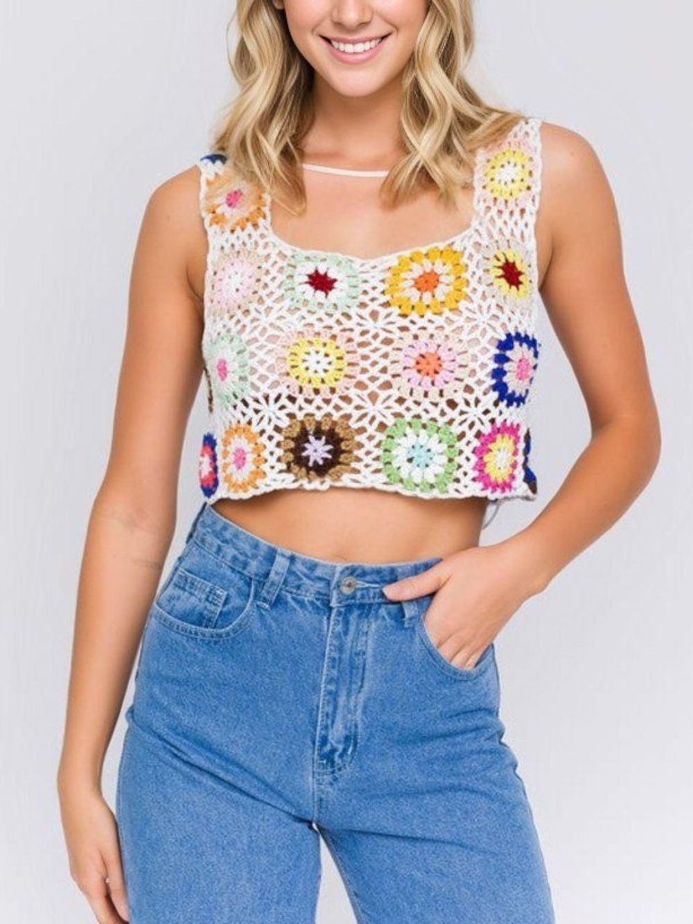 Le Lis Colourful Crochet Tank